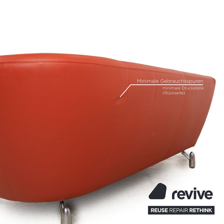 Leolux Pupilla Leder Ecksofa Orange Terrakotta Sofa Couch