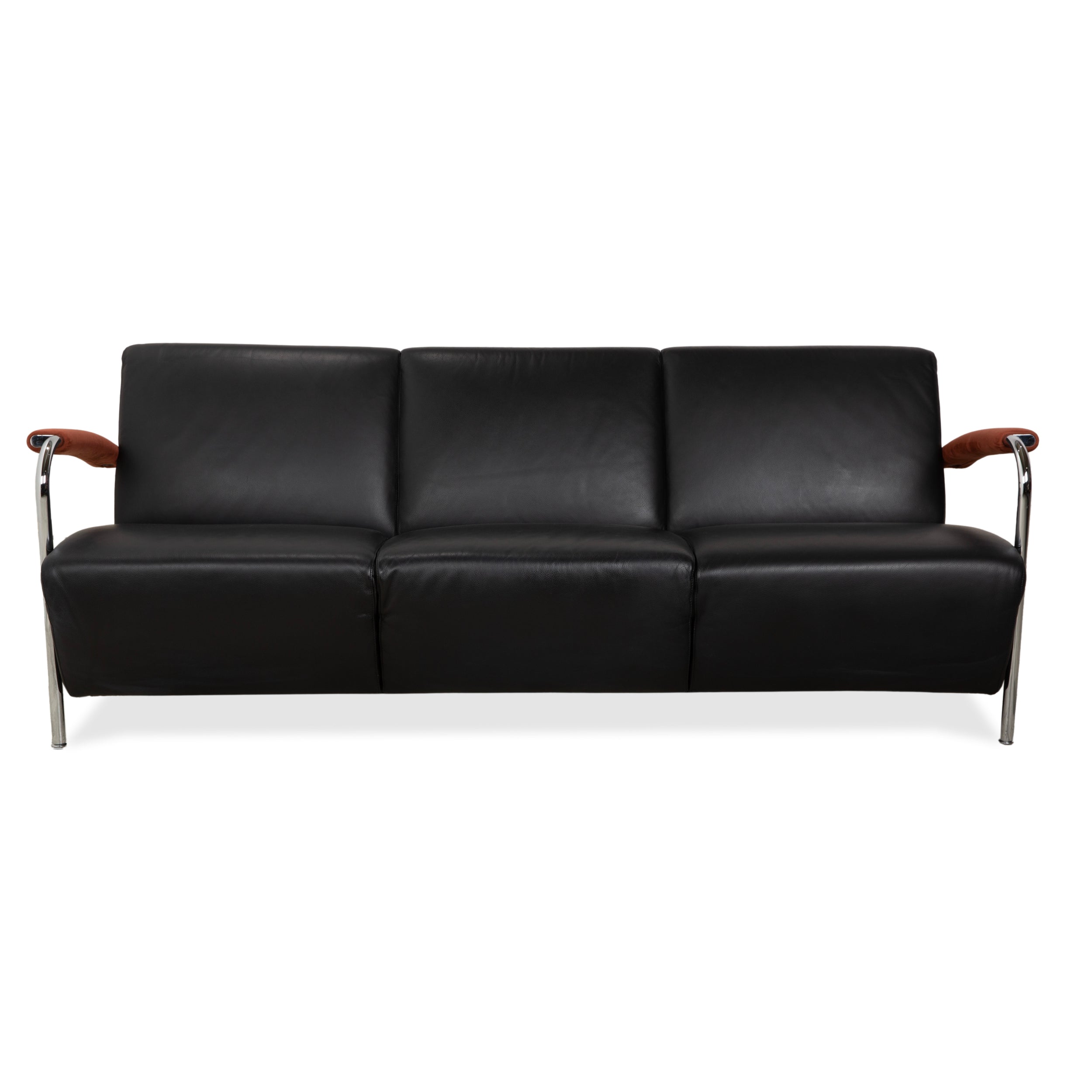 Leolux Scylla Leather Three-Seater Black Sofa Couch