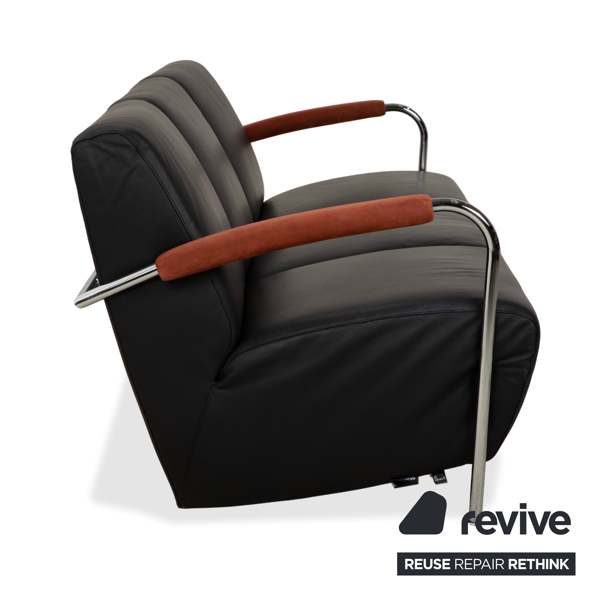Leolux Scylla Leather Three-Seater Black Sofa Couch