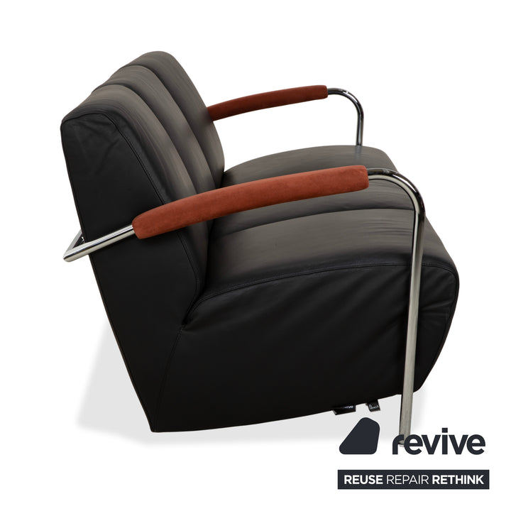 Leolux Scylla Leather Three-Seater Black Sofa Couch