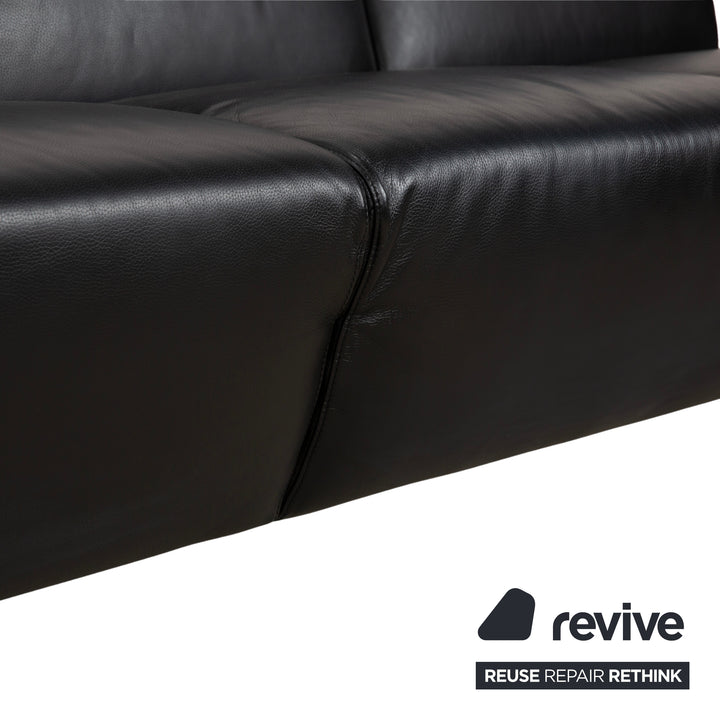 Leolux Scylla Leather Three-Seater Black Sofa Couch