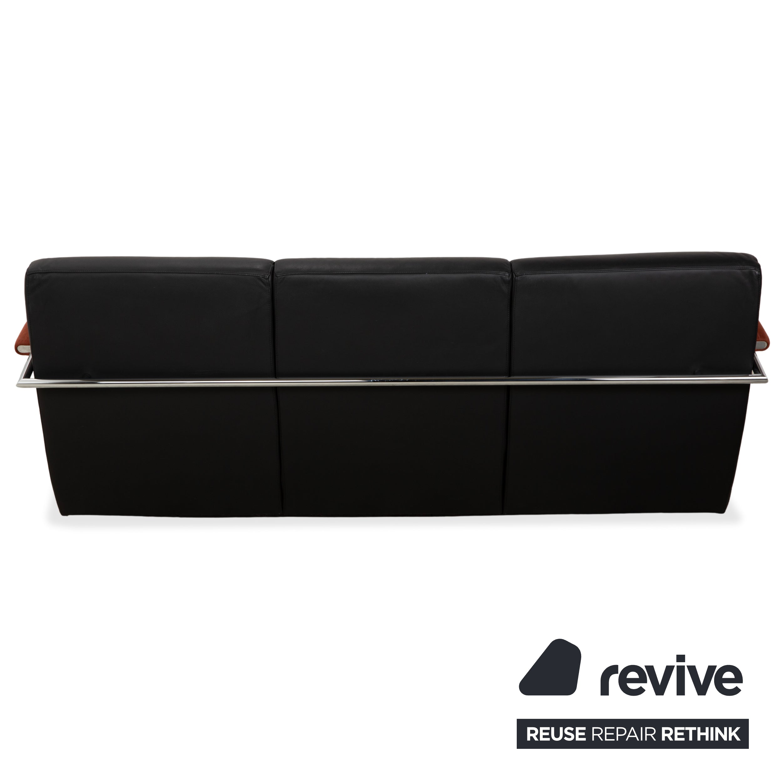 Leolux Scylla Leather Three-Seater Black Sofa Couch