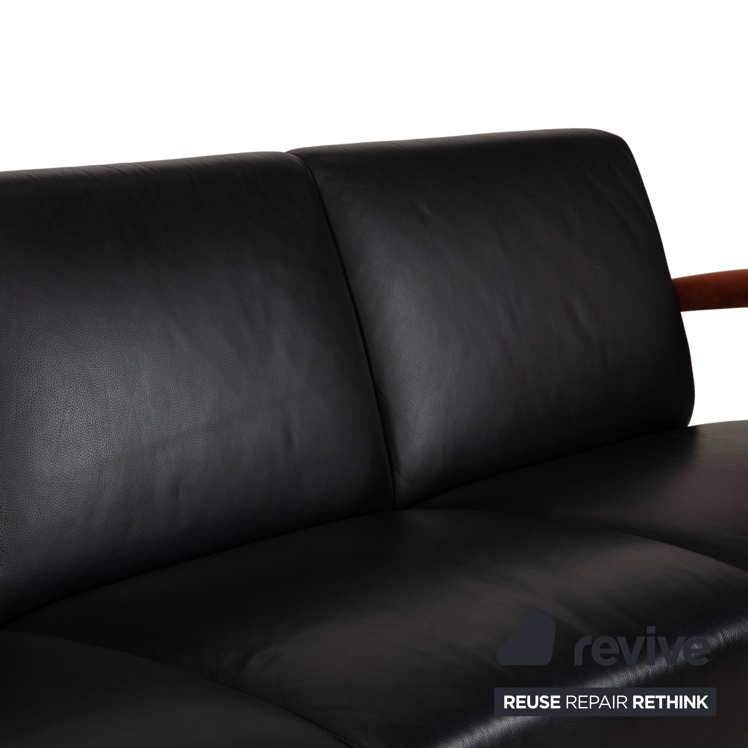 Leolux Scylla Leather Three-Seater Black Sofa Couch