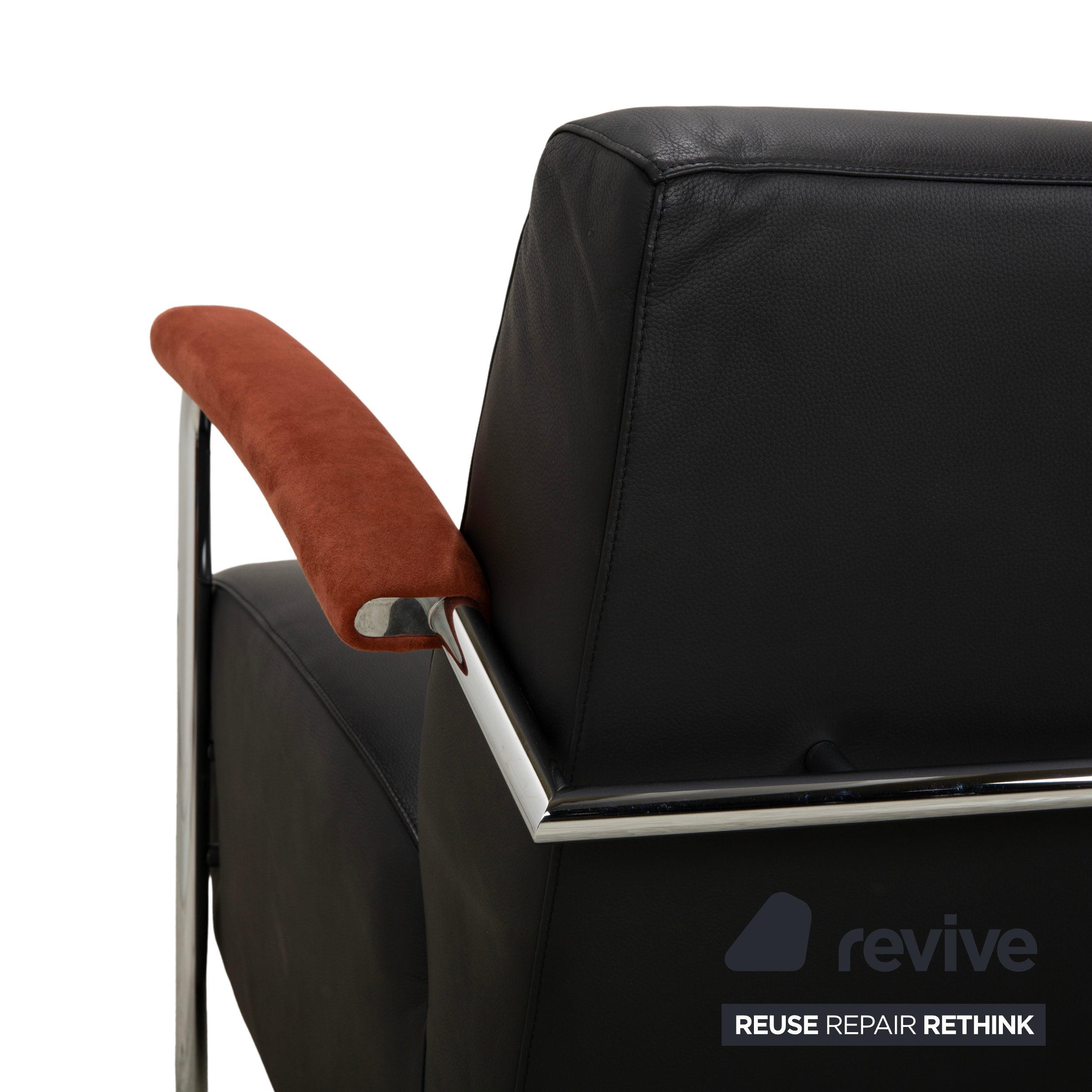Leolux Scylla Leather Three-Seater Black Sofa Couch