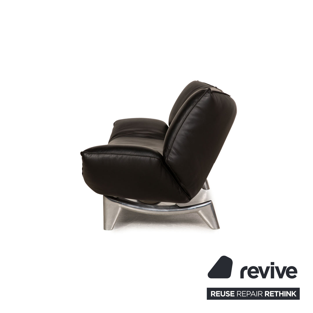 Leolux Tango Leather Sofa Black Three Seater Couch