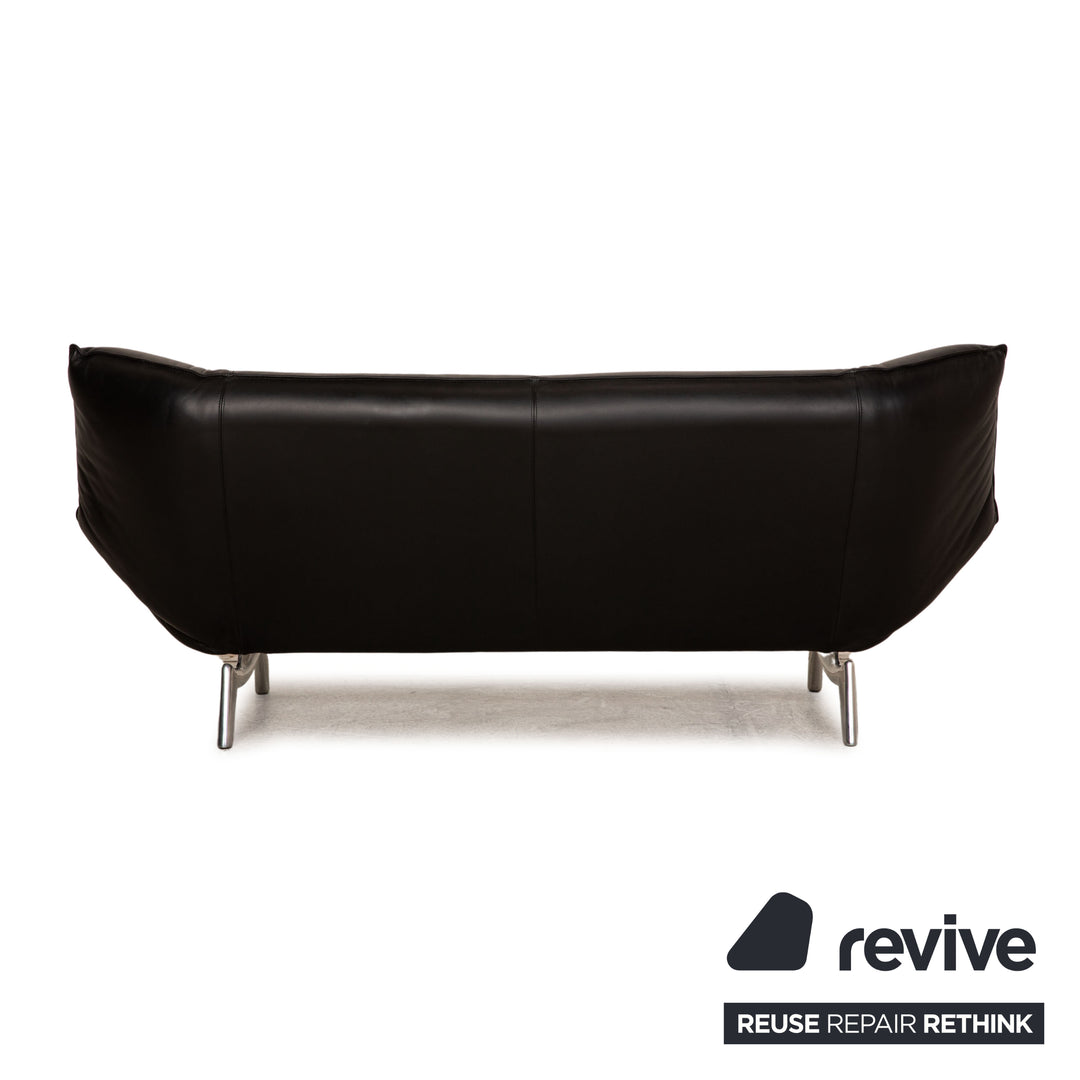 Leolux Tango Leather Sofa Black Three Seater Couch
