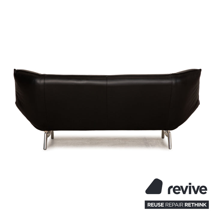 Leolux Tango Leather Sofa Black Three Seater Couch