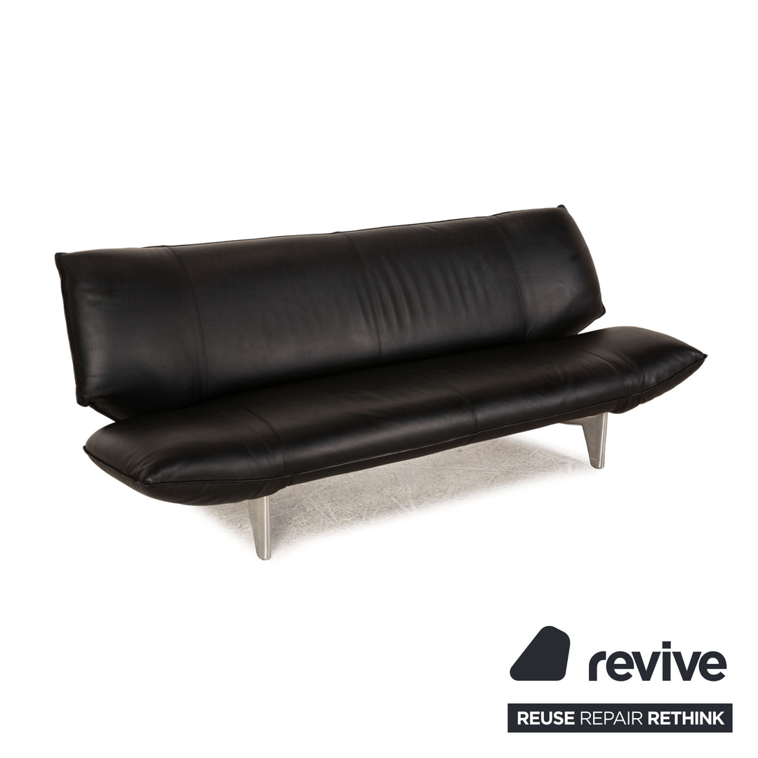 Leolux Tango Leather Sofa Black Three Seater Couch