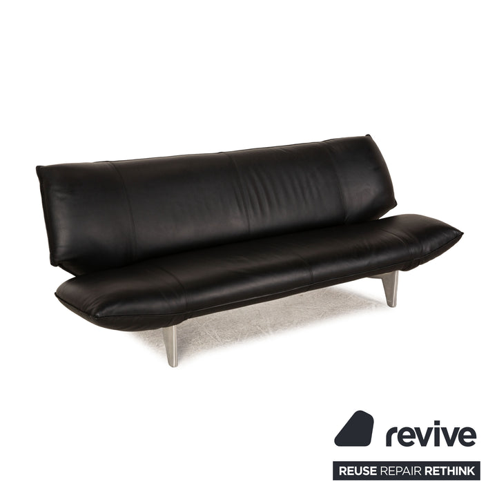 Leolux Tango Leather Sofa Black Three Seater Couch