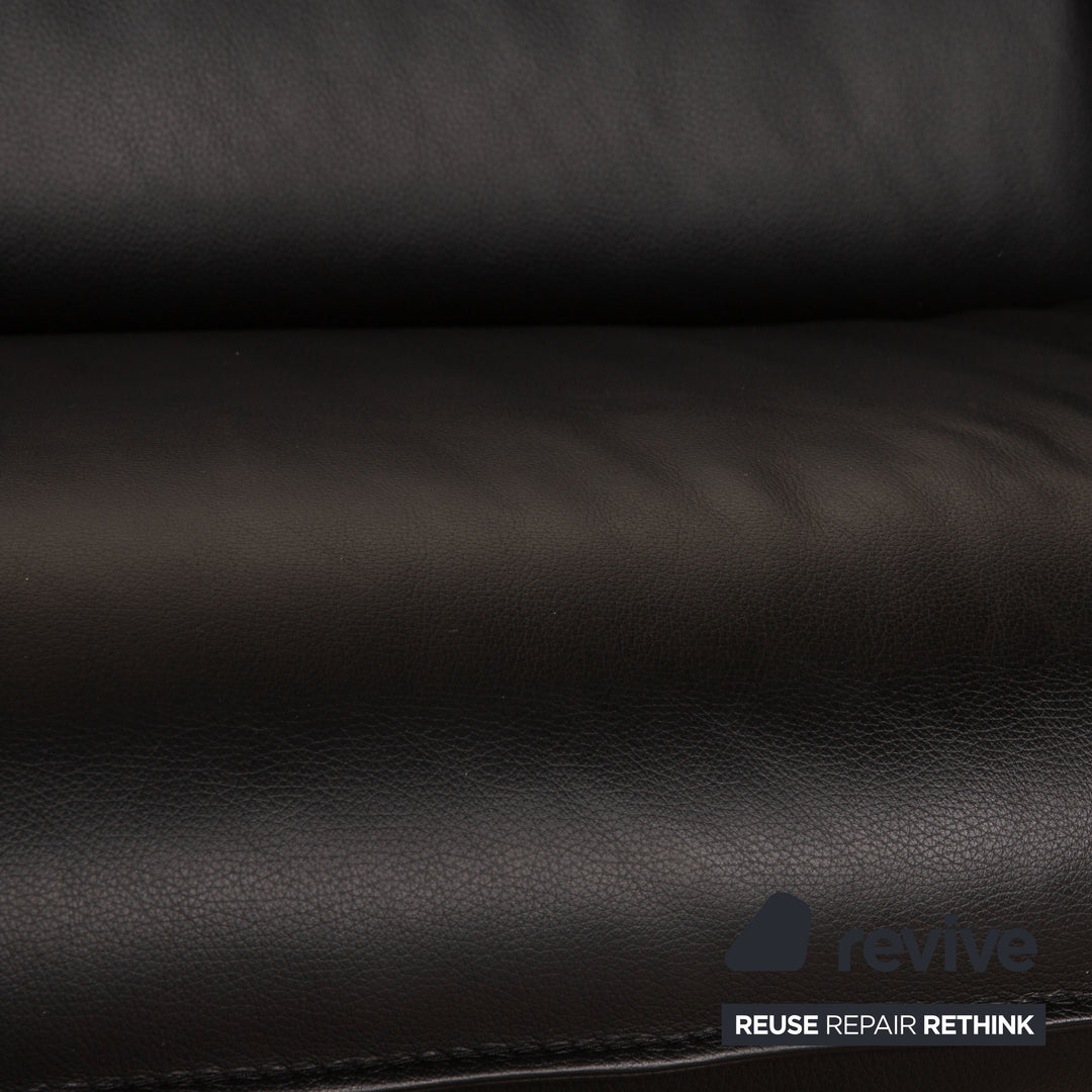 Leolux Tango Leather Sofa Black Three Seater Couch