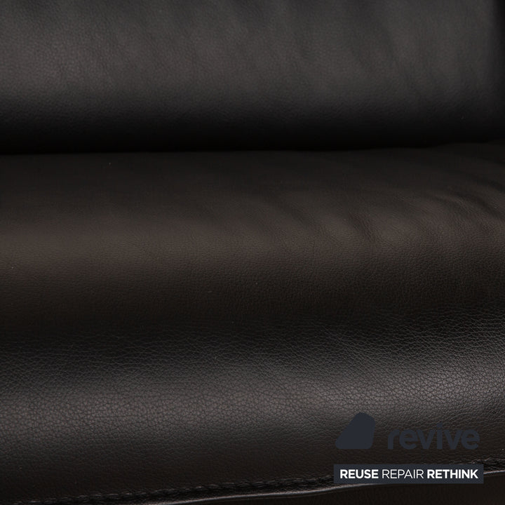 Leolux Tango Leather Sofa Black Three Seater Couch