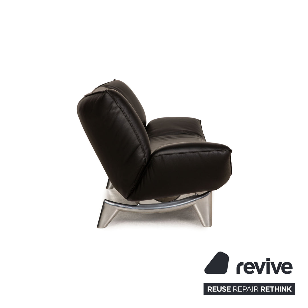 Leolux Tango Leather Sofa Black Three Seater Couch
