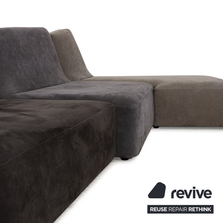 Ligne Roset Confluences Stoff Ecksofa Grau Graublau SchwarzSofa Couch
