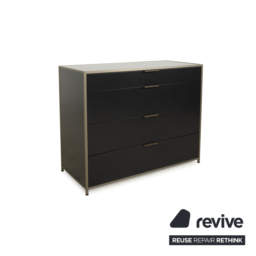 Buffet Ligne Roset Dita en bois et tiroirs en métal anthracite