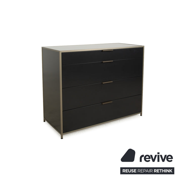Buffet Ligne Roset Dita en bois et tiroirs en métal anthracite