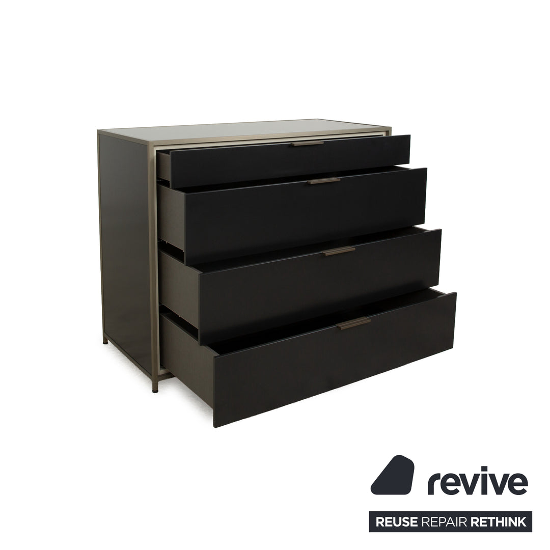 Buffet Ligne Roset Dita en bois et tiroirs en métal anthracite