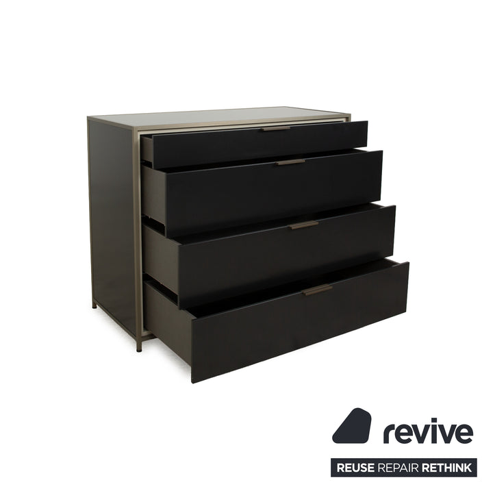 Buffet Ligne Roset Dita en bois et tiroirs en métal anthracite