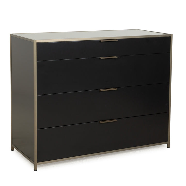 Buffet Ligne Roset Dita en bois et tiroirs en métal anthracite
