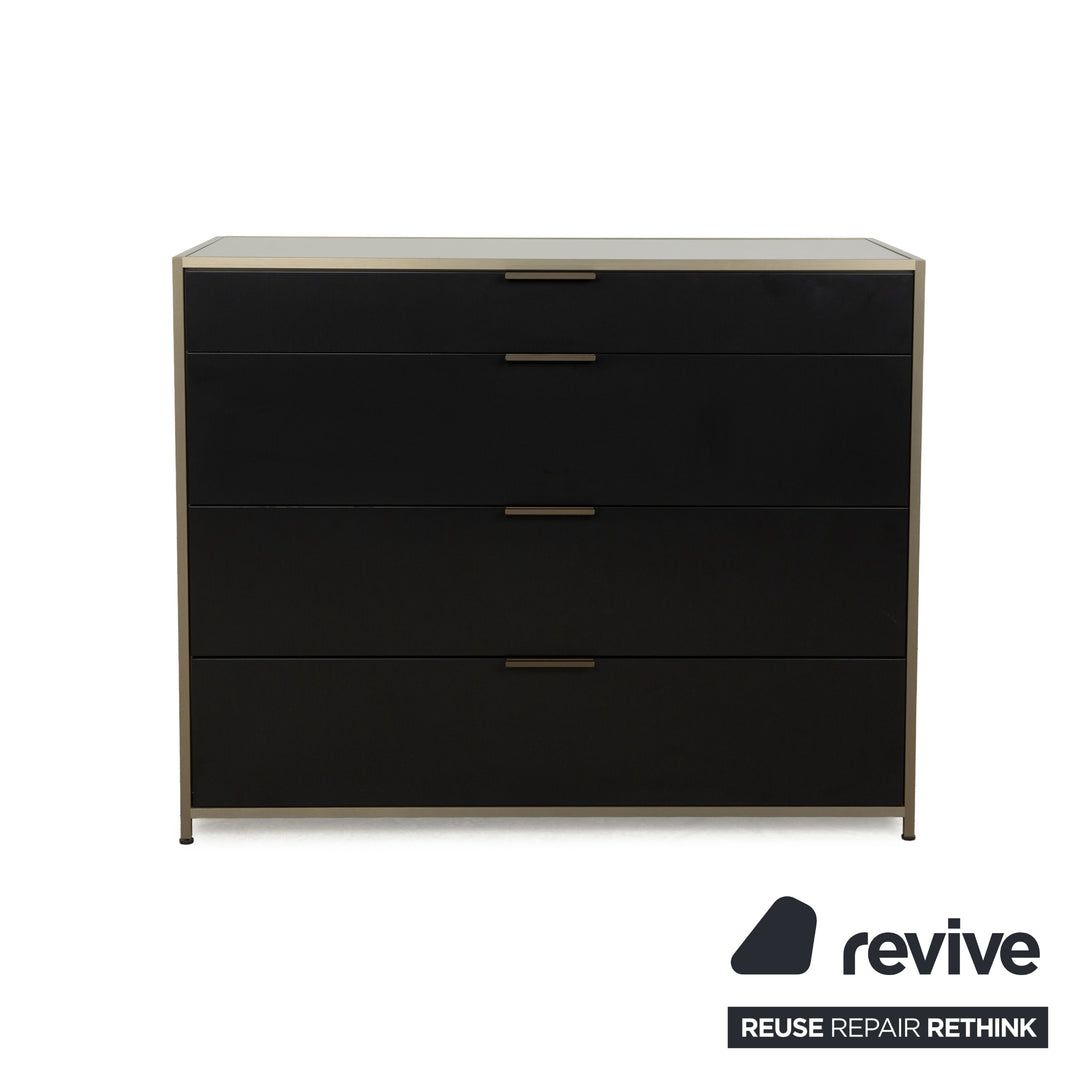 Buffet Ligne Roset Dita en bois et tiroirs en métal anthracite