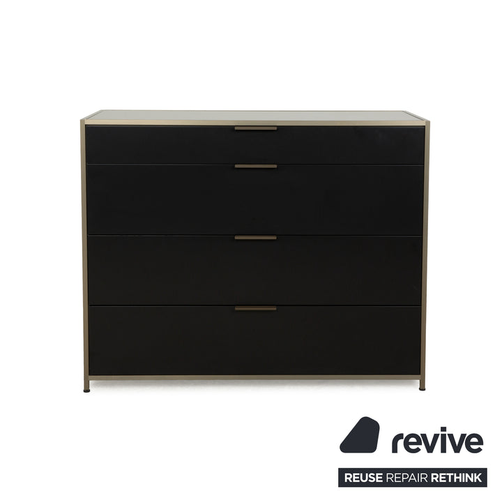 Buffet Ligne Roset Dita en bois et tiroirs en métal anthracite
