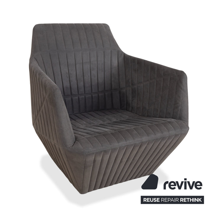 ligne roset Facett Stoff Sessel Hocker Grau