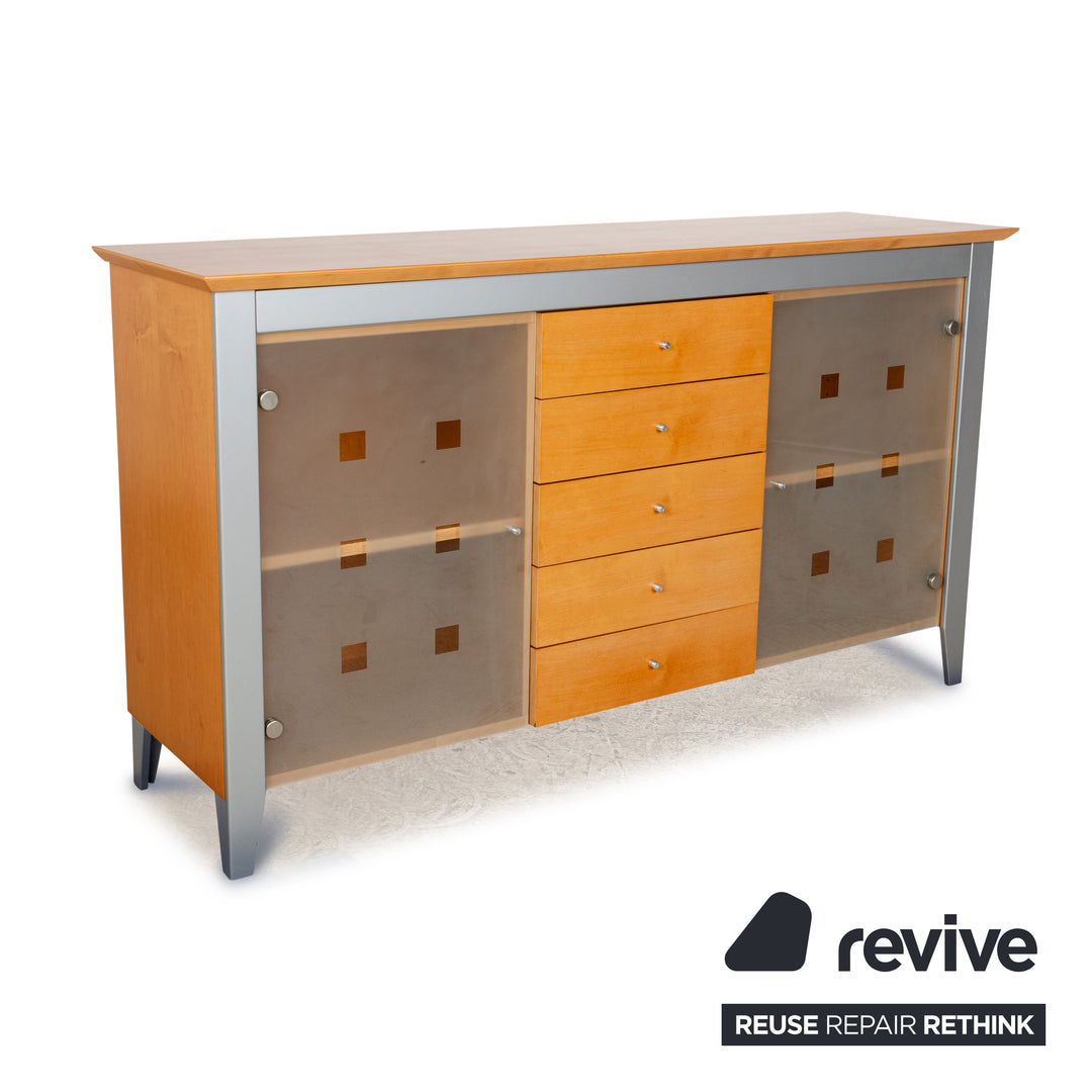 Holz Sideboard Braun Silber