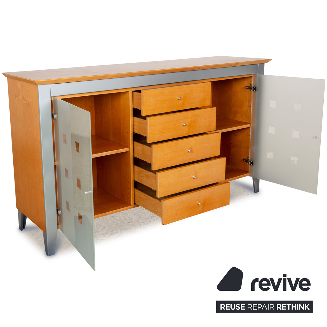 Holz Sideboard Braun Silber