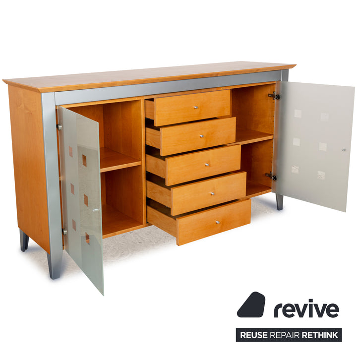 Holz Sideboard Braun Silber