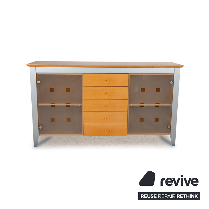 Holz Sideboard Braun Silber