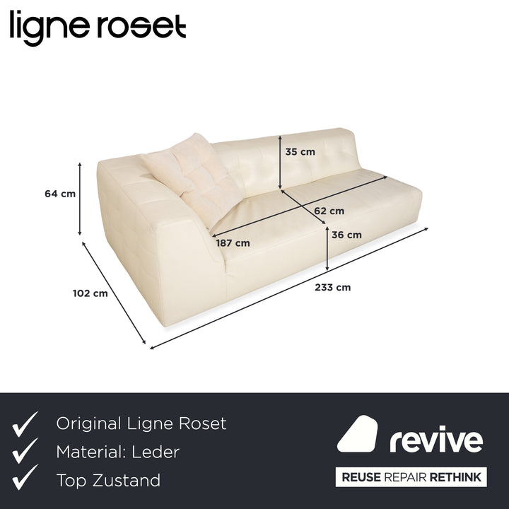 ligne roset Malhoun Leder Viersitzer Creme Sofa Couch