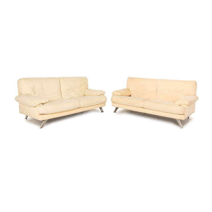 ligne roset melodie leather sofa set cream 2x two-seater couch