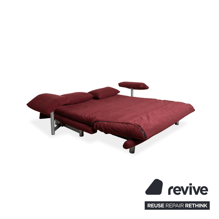 Ligne Roset Multy Dreisitzer Armlehnen Cord Stoff Rot manuelle Schlaffunktion Sofa Couch Neubezug