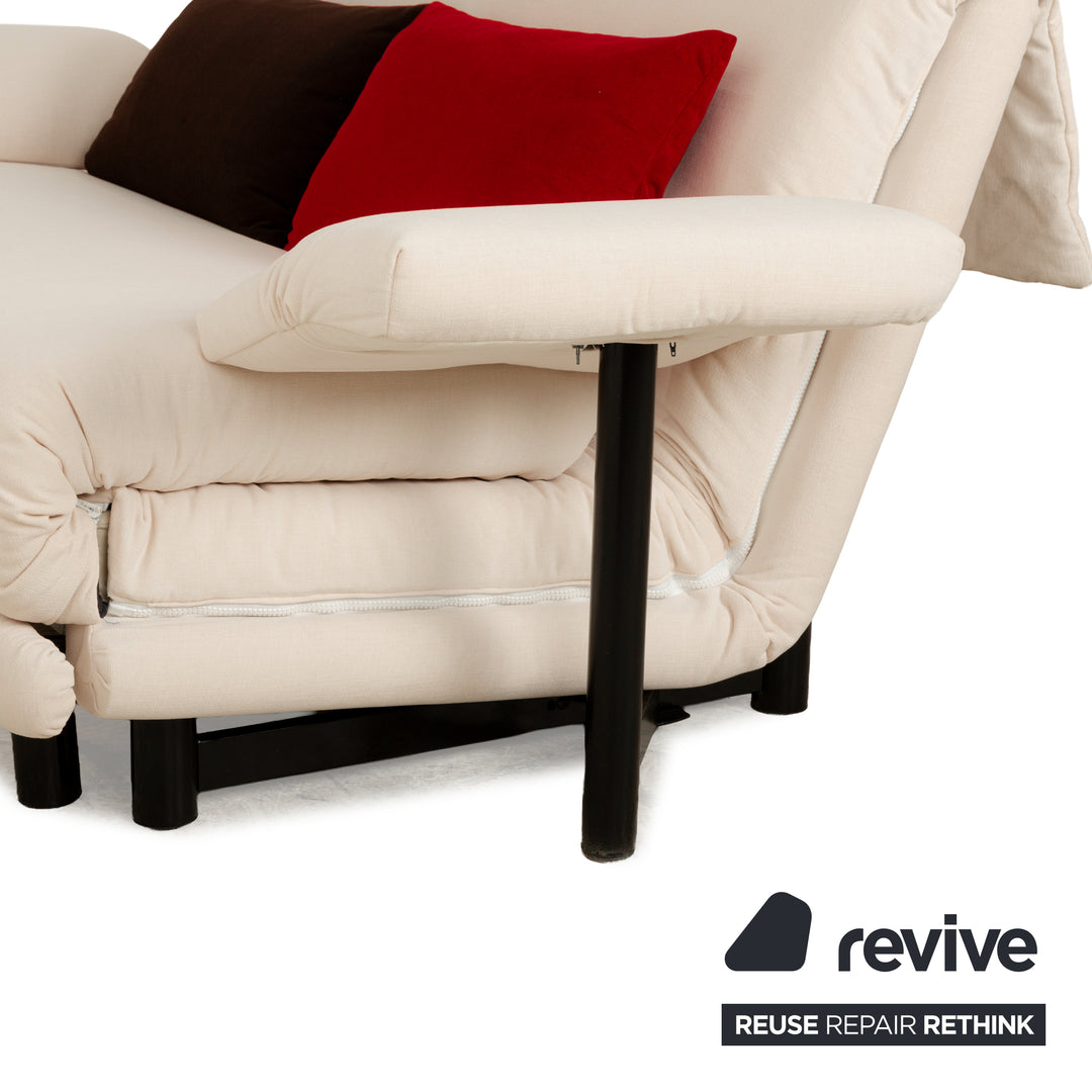 Ligne Roset Multy Three-Seater Armrests Fabric Cream White Black Red Manual Sleeping Function Sofa Bed New Upholstery