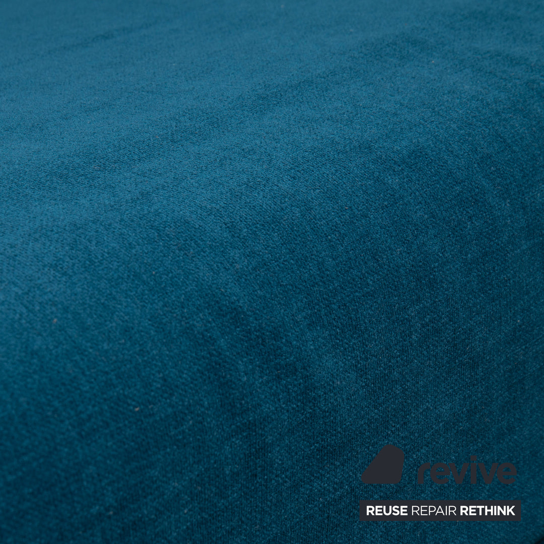 Ligne Roset Multy three-seater, fabric blue, including armrests, frame black, manual sleeper function, reupholstered