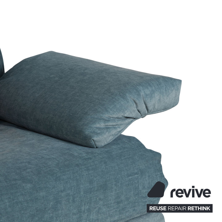 Ligne Roset Multy Stoff Dreisitzer Blau Grau manuelle Schlaffunktion Sofa Couch Armlehnen