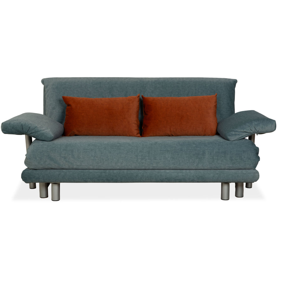 Ligne Roset Multy Stoff Dreisitzer Blau Grau manuelle Schlaffunktion Sofa Couch Armlehnen