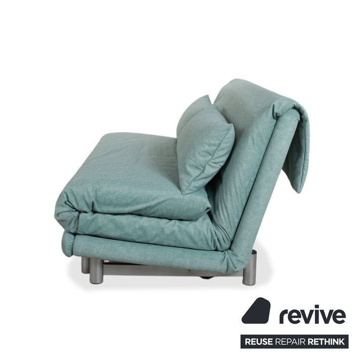 Ligne Roset Multy Fabric Three-Seater Blue Turquoise Manual Function Sofa Bed Couch New Upholstery