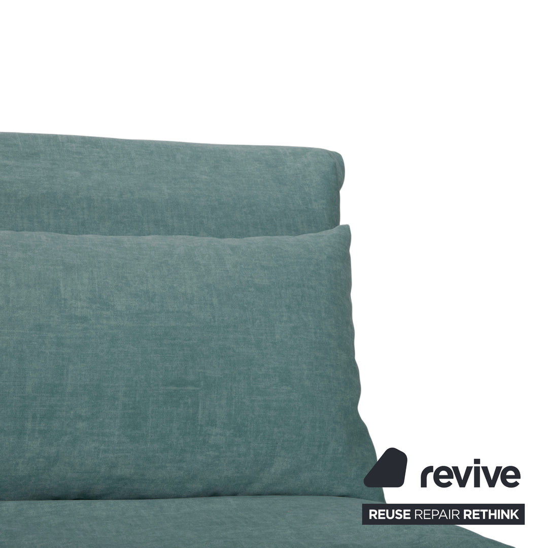 Ligne Roset Multy Fabric Three-Seater Blue Turquoise Manual Function Sofa Bed Couch New Upholstery