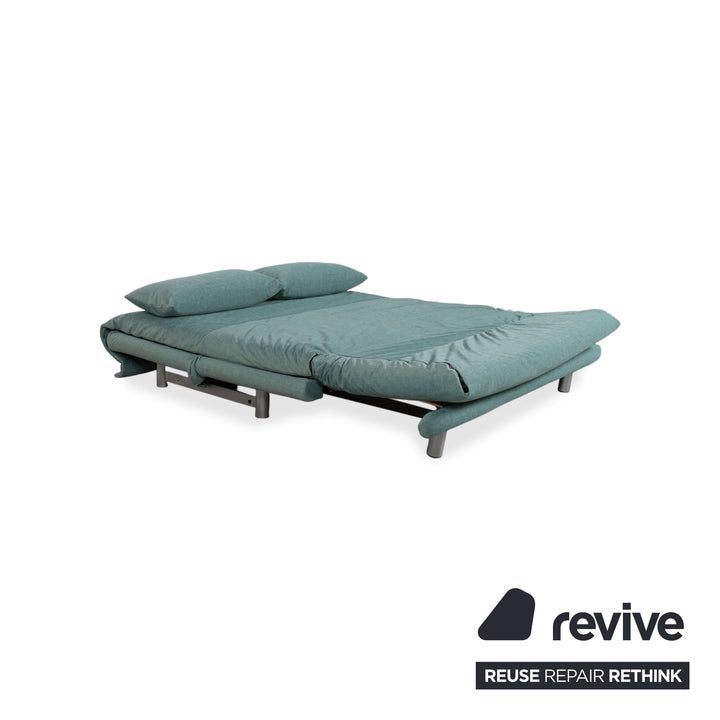 Ligne Roset Multy Fabric Three-Seater Blue Turquoise Manual Function Sofa Bed Couch New Upholstery