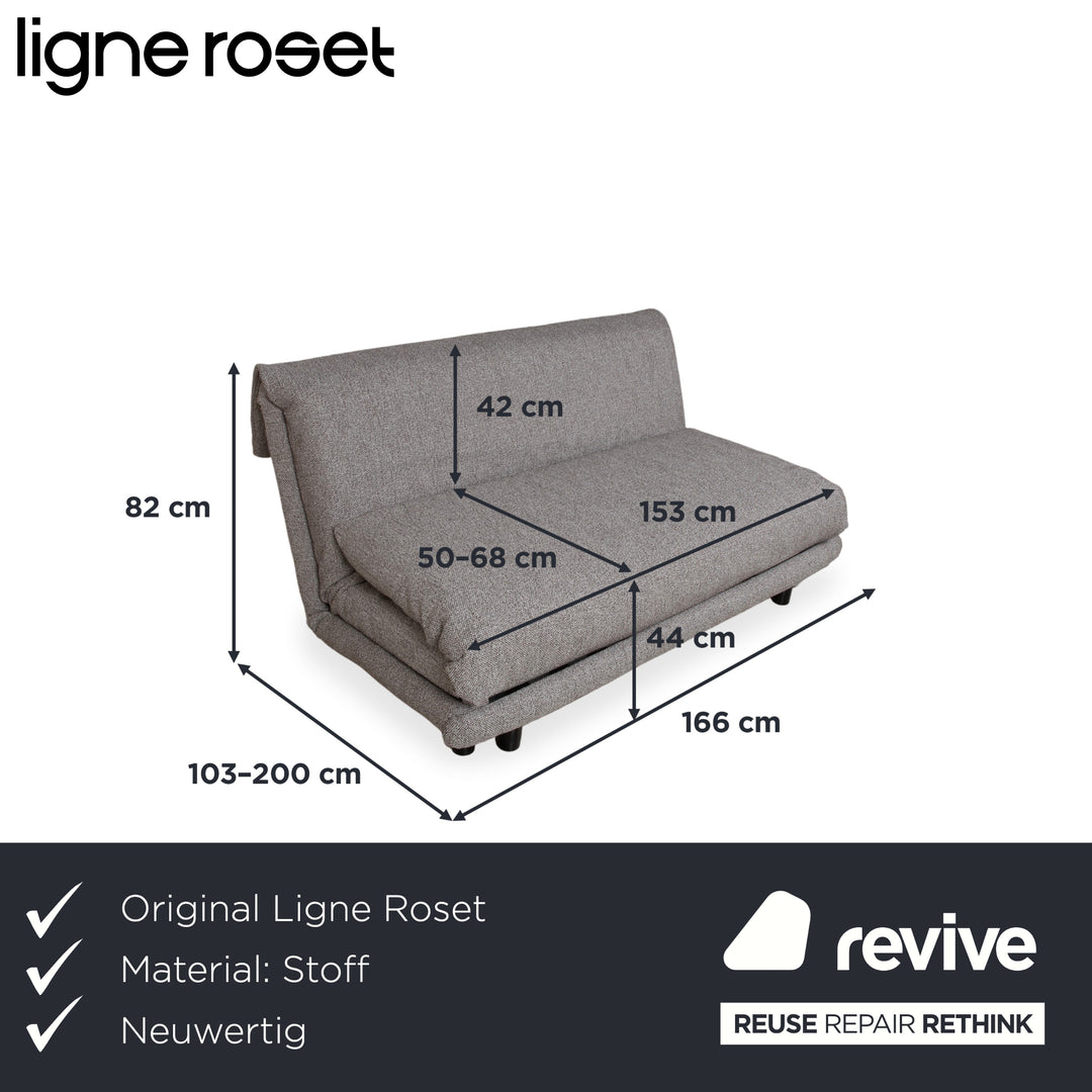Ligne Roset Multy Dreisitzer Stoff Grau Schwarz manuelle Schlaffunktion Schlafsofa Couch Neubezug