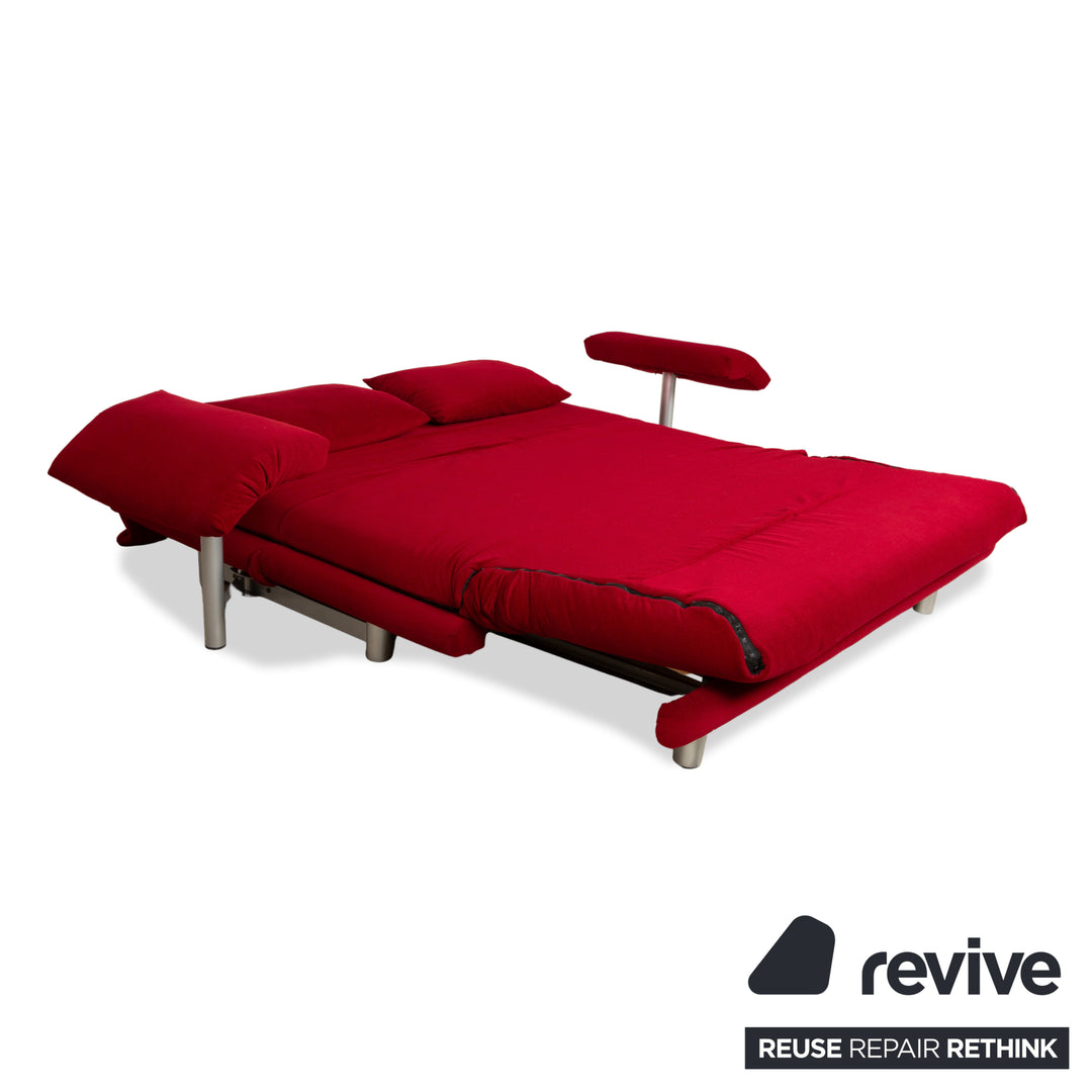 Ligne Roset Multy Dreisitzer Armlehnen Stoff Rot Siber manuelle Schlaffunktion Schlafsofa Couch Neubezug