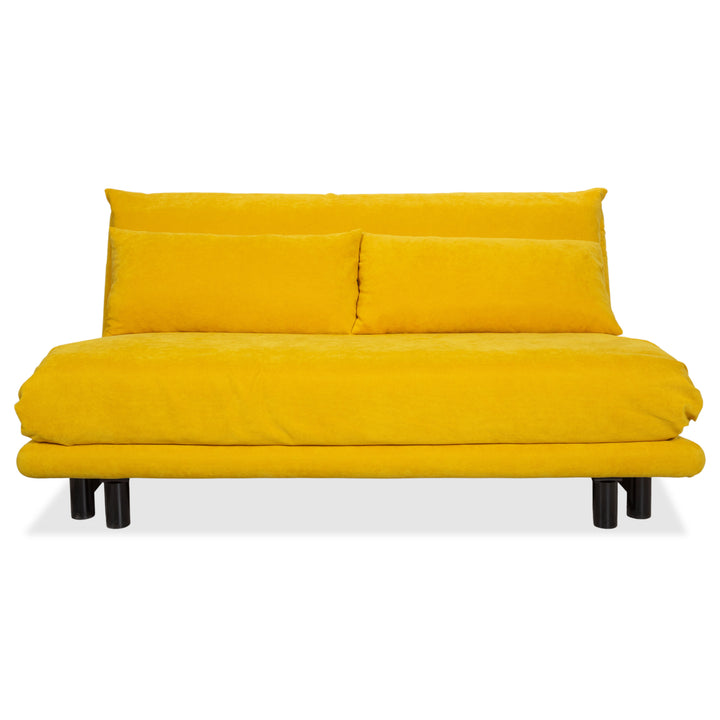 Ligne Roset Multy Stoff Dreisitzer Gelb Curry Mango Gestell Schwarz Manuelle Relax/Schlaffunktion Schlafsofa Couch Neubezug (BINGO 546)