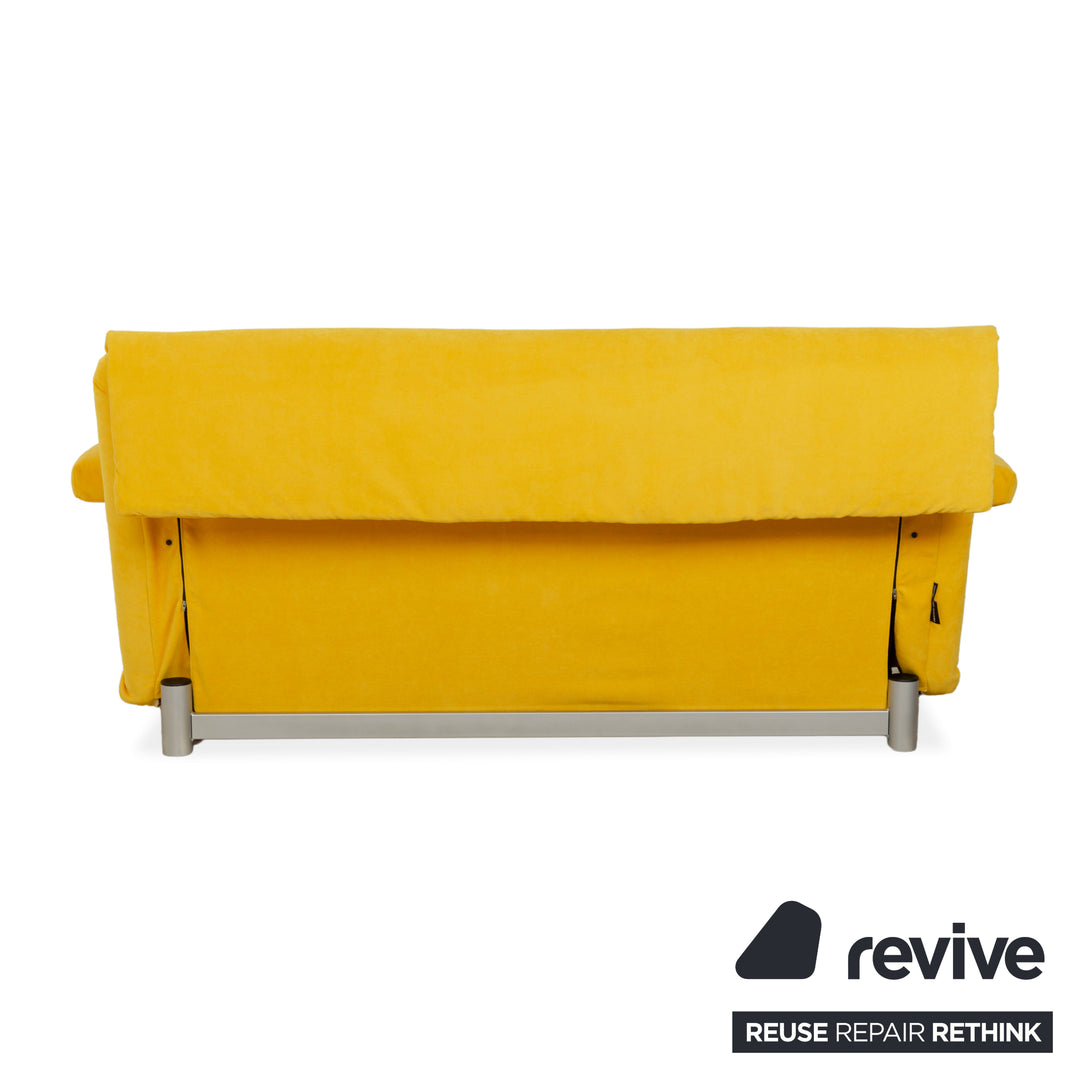 Ligne Roset Multy Dreisitzer Armlehnen Stoff Gelb Siber manuelle Schlaffunktion Schlafsofa Couch Neubezug