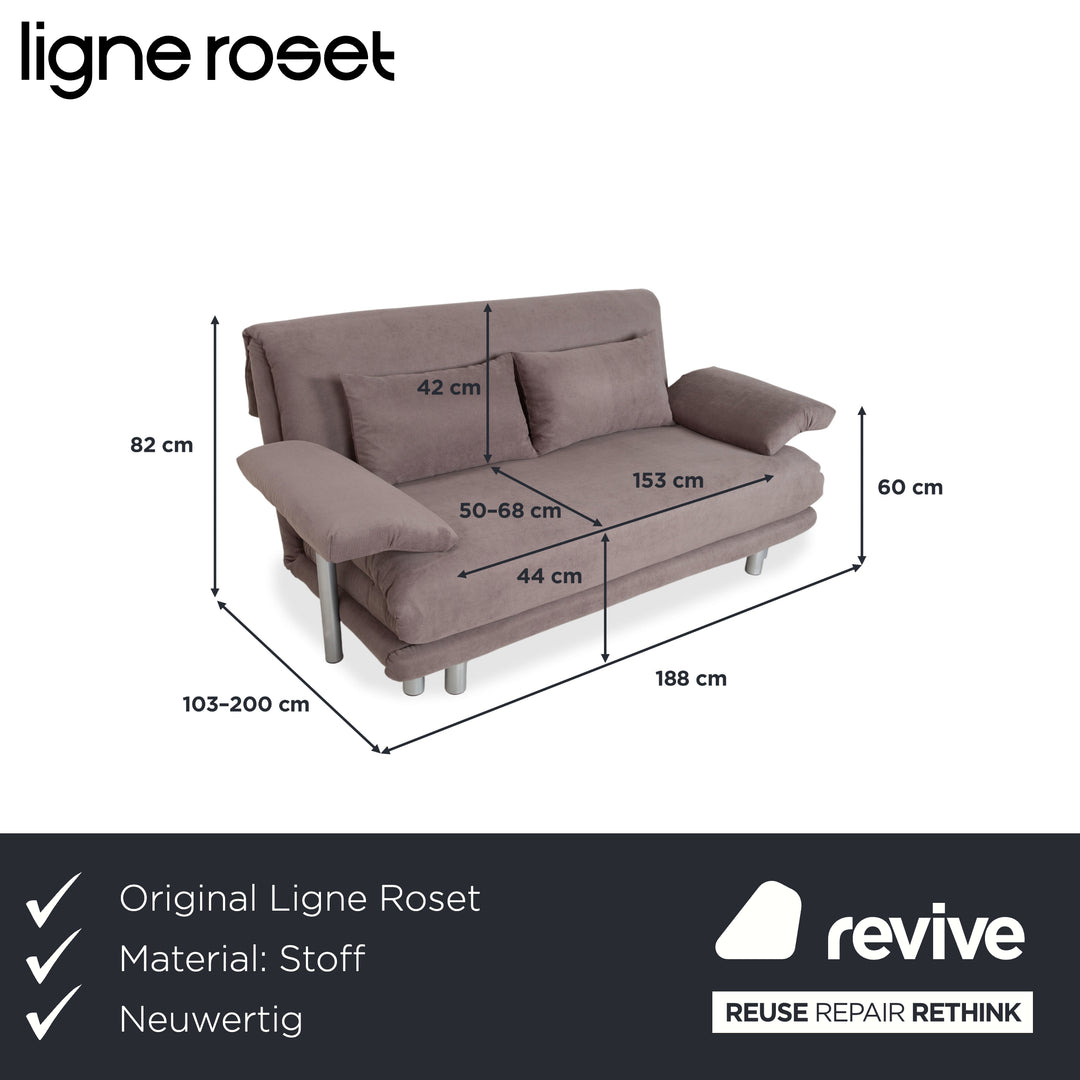 Ligne Roset Multy Stoff Dreisitzer Grau Taupe manuelle Schlaffunktion Sofa Couch Neubezug