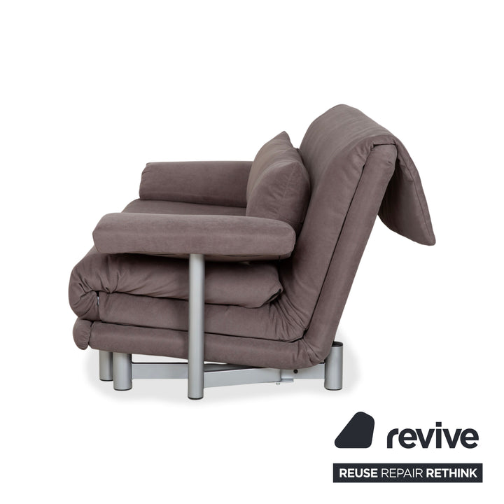 Ligne Roset Multy Stoff Dreisitzer Grau Taupe manuelle Schlaffunktion Sofa Couch Neubezug