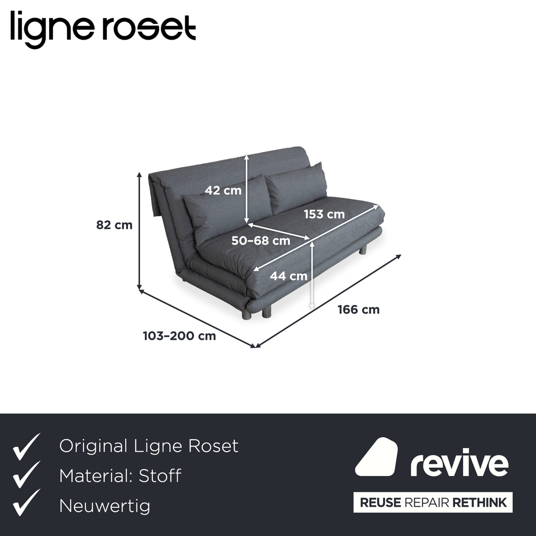 Ligne Roset Multy Stoff Dreisitzer Grau Sofa Couch Schlaffunktion