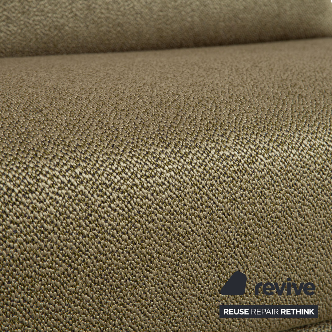 Ligne Roset Multy Dreisitzer Stoff Grün Olivgrün Silber manuelle Schlaffunktion Schlafsofa Couch Neubezug
