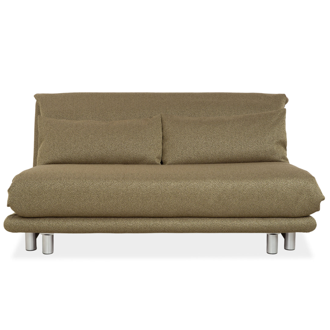 Ligne Roset Multy Dreisitzer Stoff Grün Olivgrün Silber manuelle Schlaffunktion Schlafsofa Couch Neubezug