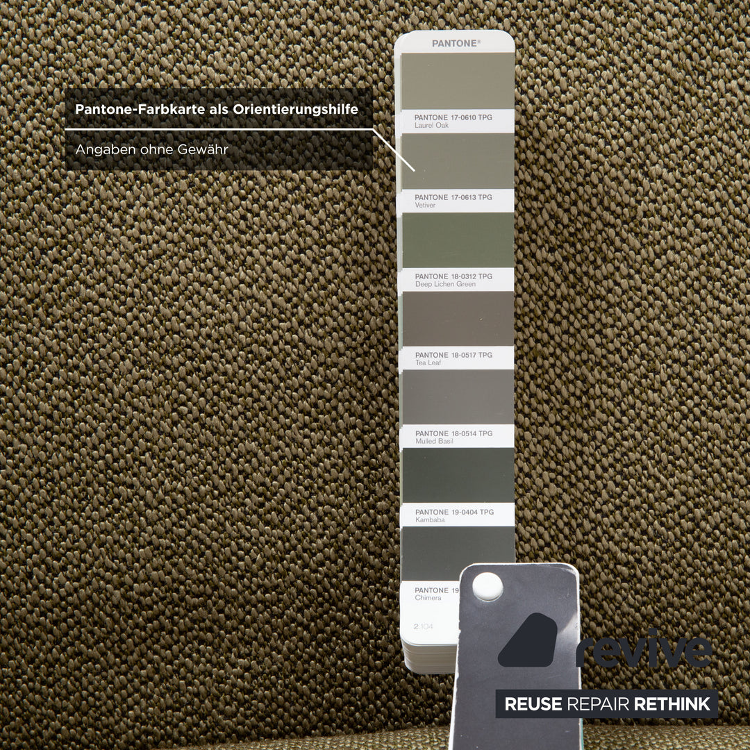 Ligne Roset Multy Dreisitzer Stoff Grün Olivgrün Silber manuelle Schlaffunktion Schlafsofa Couch Neubezug