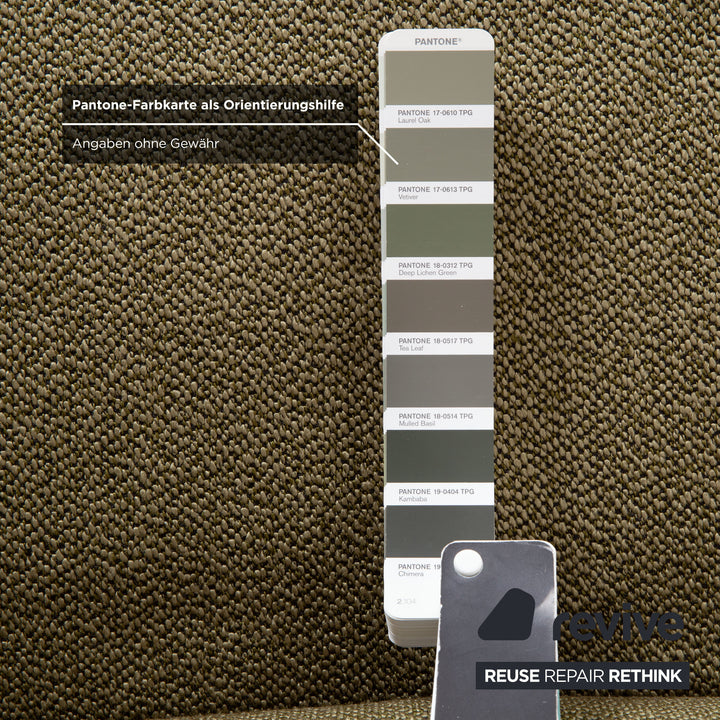 Ligne Roset Multy Dreisitzer Stoff Grün Olivgrün Silber manuelle Schlaffunktion Schlafsofa Couch Neubezug
